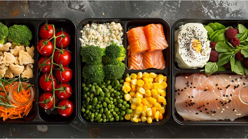 a number of plates of health food