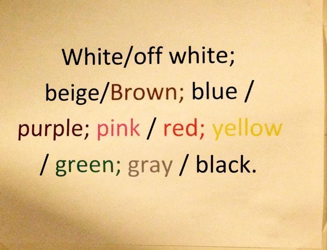 Color Chart for Clothing Org