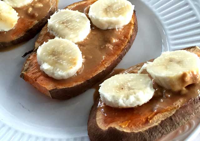 Sweet Potato Taost Banana and Peanut Butter