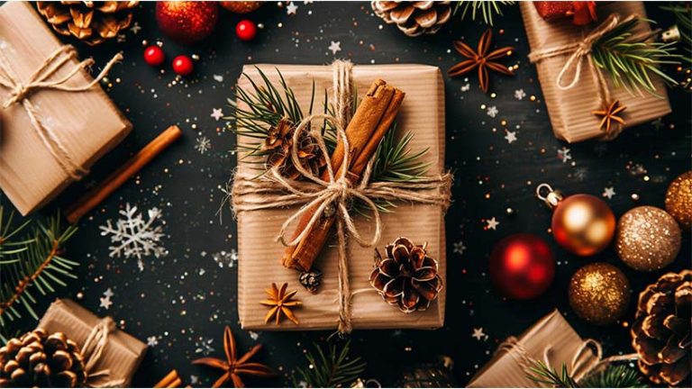 Christmas gifts on a table